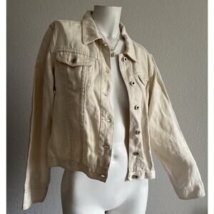 Sundance 100% Hemp Trucker Jacket Women’s Medium Ecru Western Boho Button Front